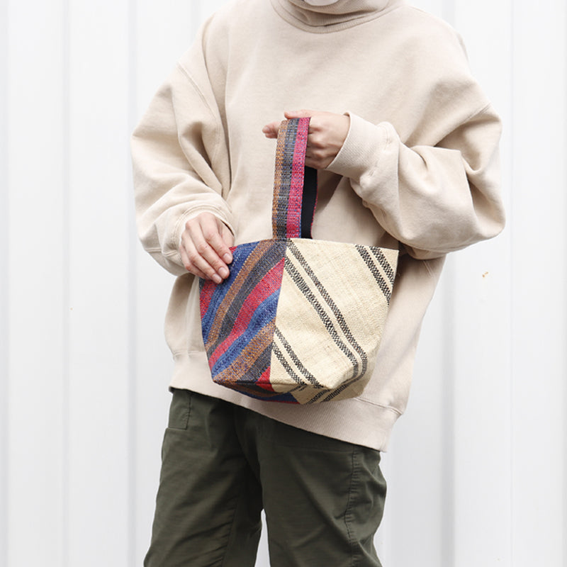 ラフィアラバンバッグ 正方形底 2面切替 1ハンドル | マンゴロベ