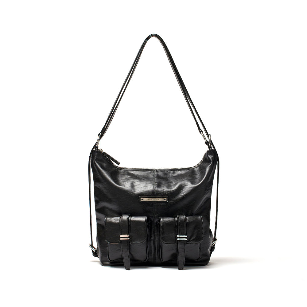 DOUBLE POCKET TWO WAY BAG IN BLACK – Matin Kim