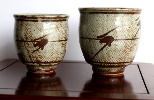 島岡達三 象嵌夫婦湯呑 D09 - 骨董、古民具、古書の“芳栄堂”