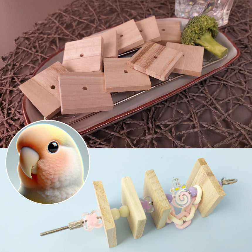 4個】無毒性安全インコおもちゃ,かじり木パーツ「ガジガジウッドチップ