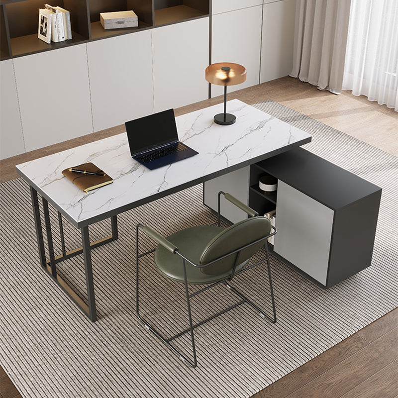 OFFINEO公式 | 役員用デスク L字型 マーブル柄 伸縮式テーブル