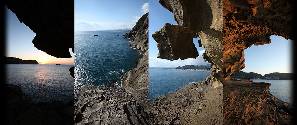 風景絵画、鬼ヶ城と熊野灘、F8号、油絵額入り 風景絵画、鬼ヶ城と