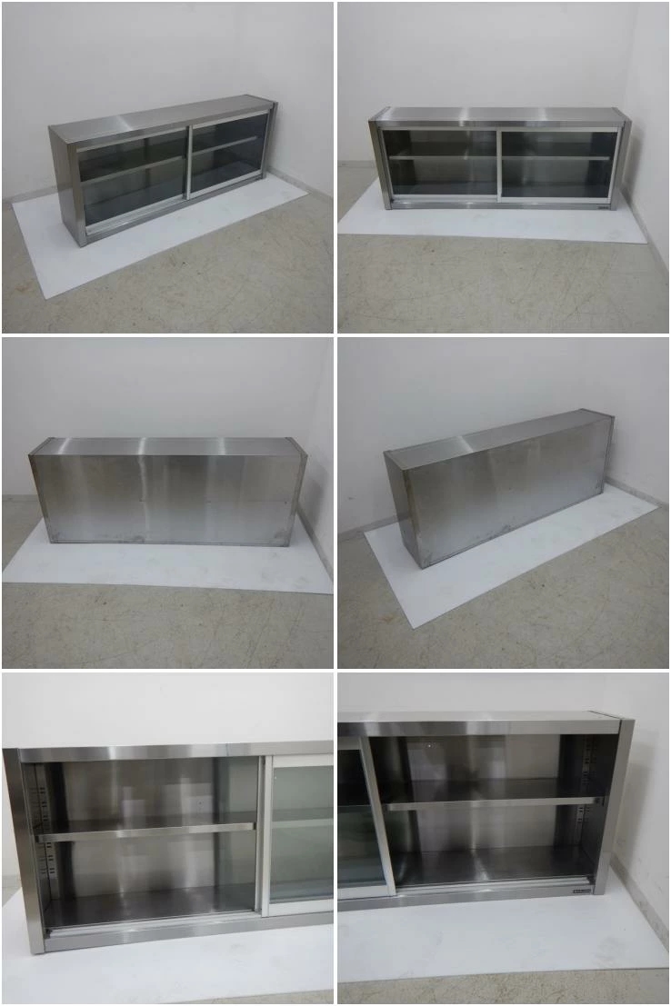 中古】 A00566 吊戸棚 ガラス引き戸タイプ マルゼン W1500×D300×H600mm