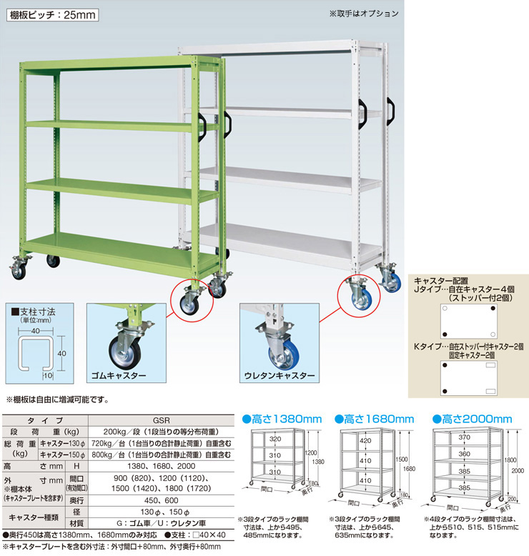 JAS 日本エアシステム ナイスウイング ラック ゴロ付き キャスター