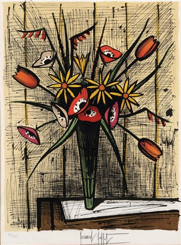 美品 ベルナール・ビュッフェ「アネモネ」リトグラフ・ソルリエ版 大作