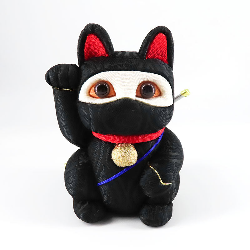 木目込み人形 招き猫 忍者 黒 lucky cat ninja