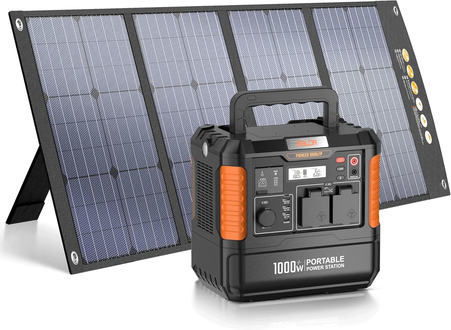 BALDR ポータブル電源 1000Wリン酸鉄電池 120Wソーラーパネルセット