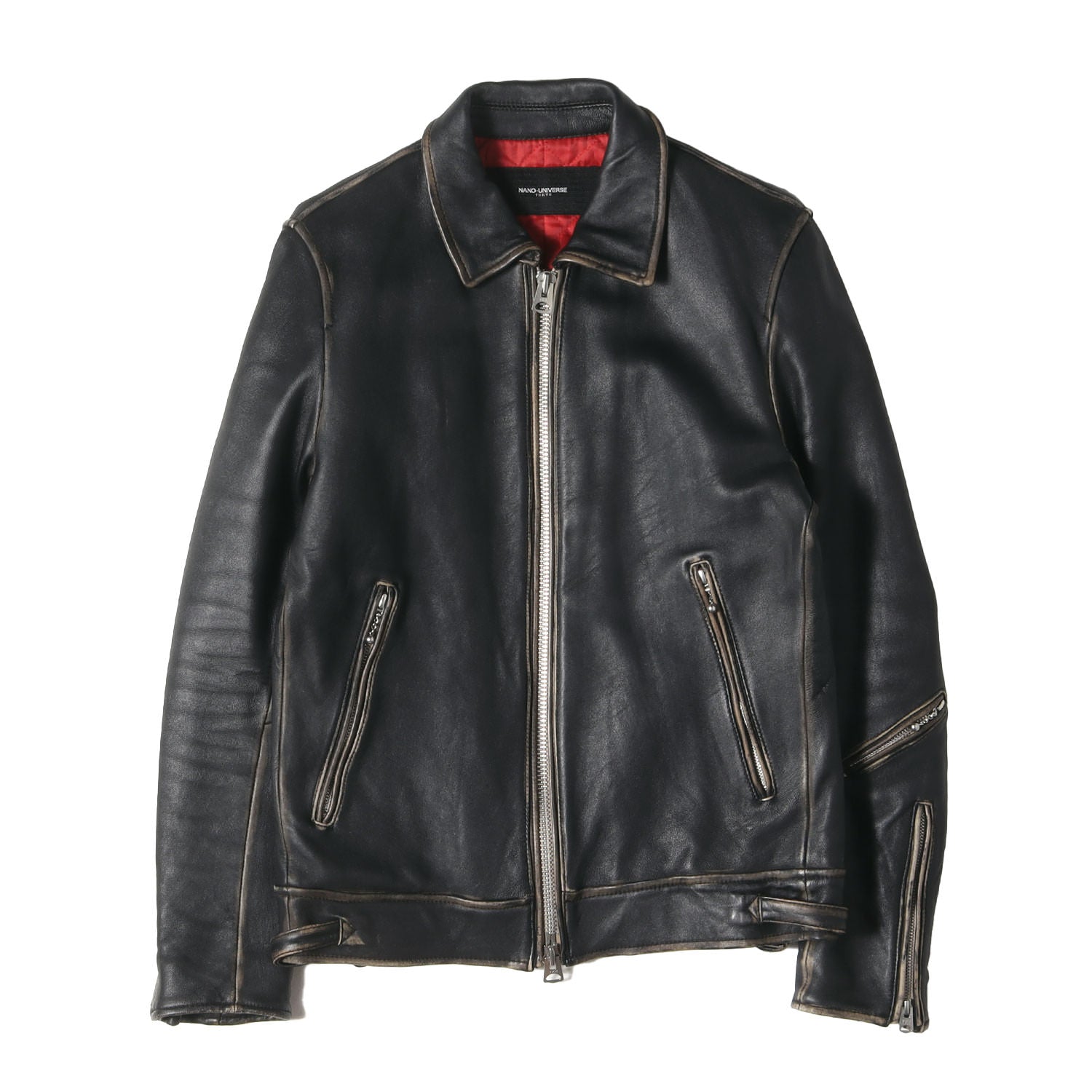 美品】カルバンクライン/フロントダブルジップレザージャケット