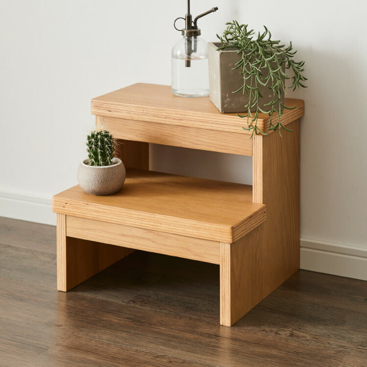 木製2段踏み台 ステップ台 子ども 子供 手洗い 脚立 木目 飾り棚