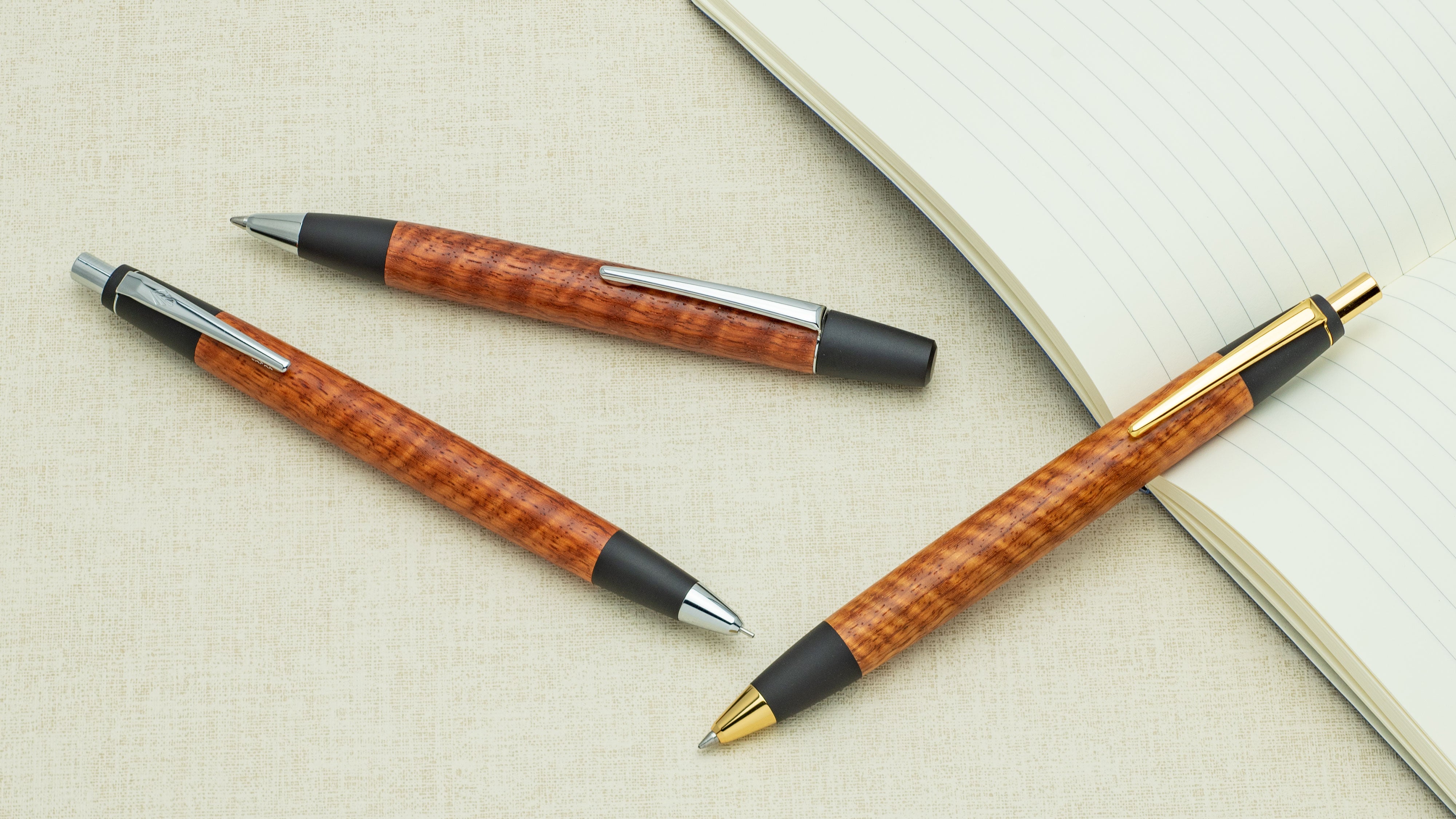 野原工芸 本花梨虎杢 0.5mmシャープペンシル 旧型クリップ 固定式先金