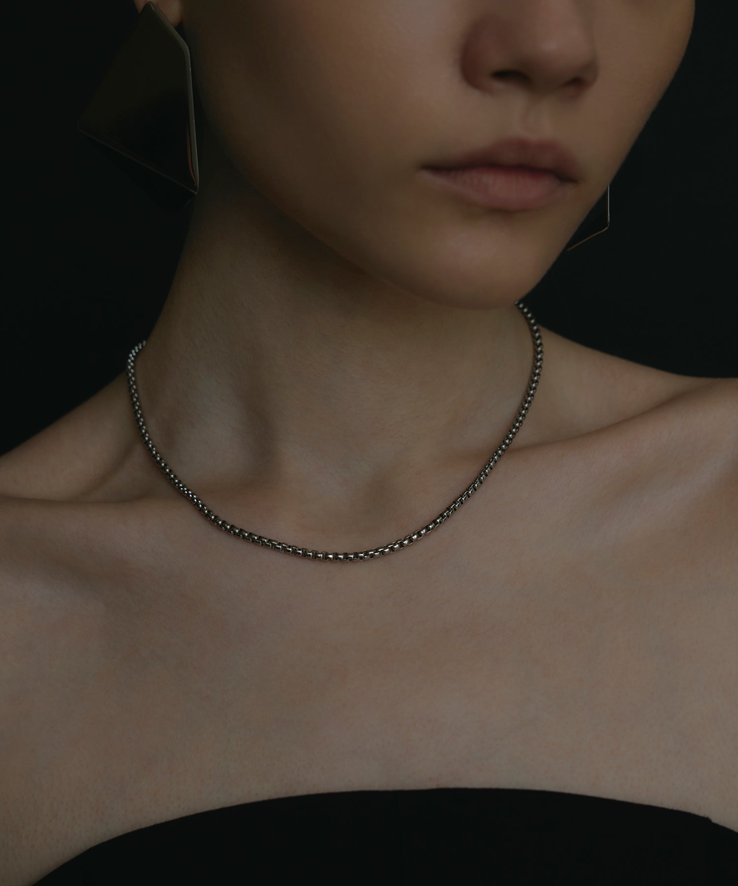 シルバー]アークボックスチェーンネックレス