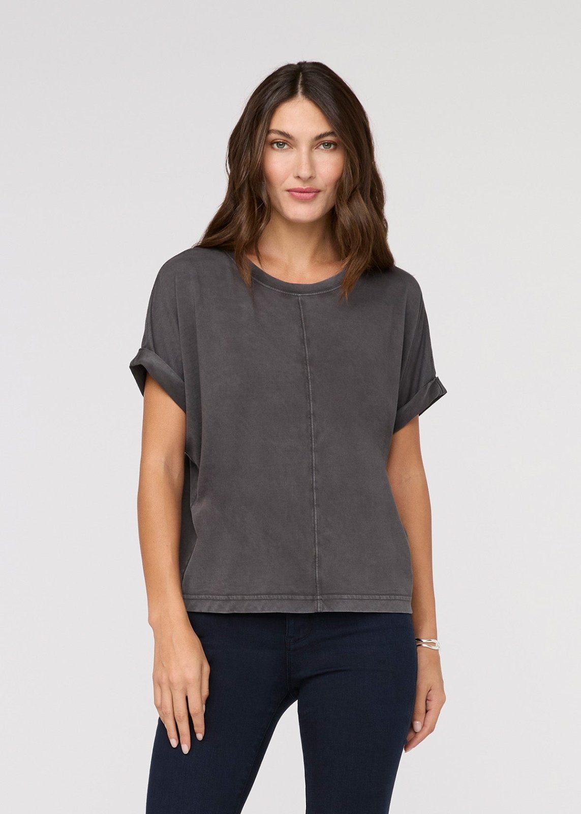 Women's Washed Grey 100% Pima Cotton T-Shirt