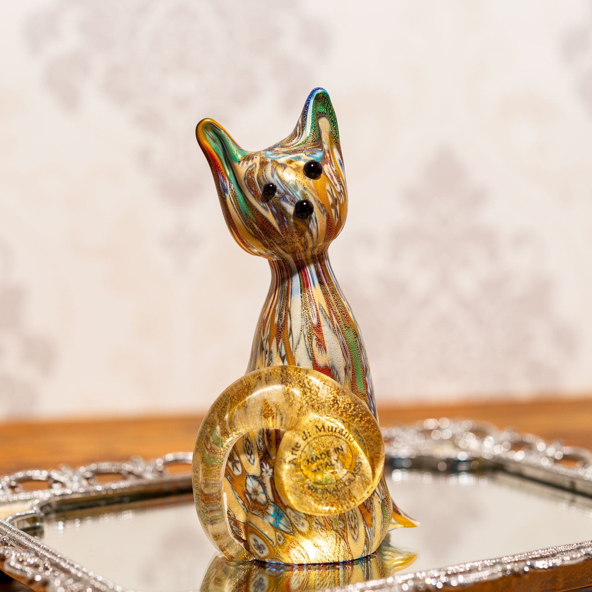 激レア・新品】ムラーノ ベネチアンガラス 鳥 ハト 置物（黒・白