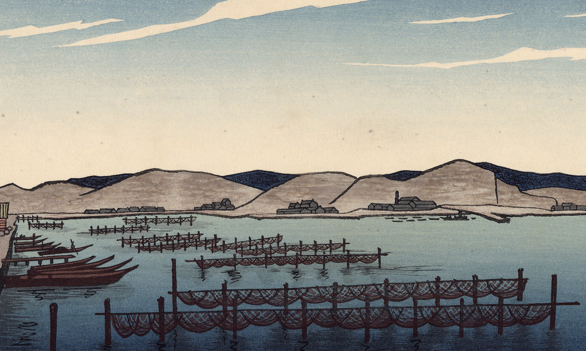 奥山儀八郎 豆名月、浅間牧場 木版画 大判 サイン入り 奥山儀八郎