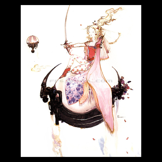 真作保証 天野喜孝 少女 絵画 ティナ ファイナルファンタジー6 ☆ 真作