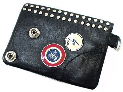 HYSTERIC GLAMOUR スタッズ 財布 ロゴスタッズ 三つ折りウォレット