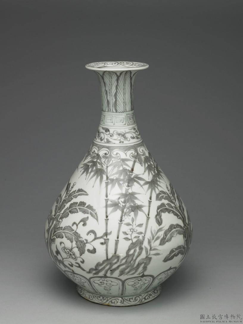 明洪武釉裡紅三友玉壺春瓶-數位典藏與學習聯合目錄