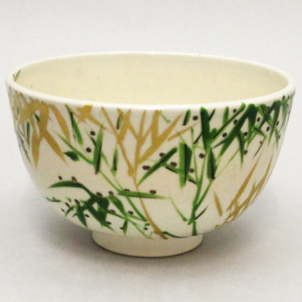 茶器/茶道具 抹茶茶碗】 膳所焼き 竹 岩崎新定作 陽炎園 堀之内宗完付