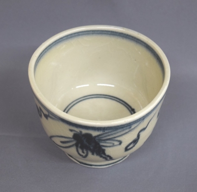 骨董 アンティーク 安南 絞手 茶碗 ベトナム古陶磁 蜻蛉手茶碗 骨董