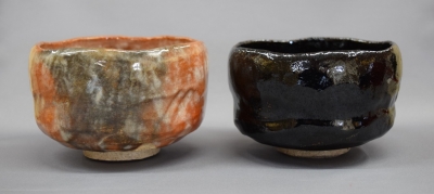 初代 小川長楽(長友軒) 松上鶴赤茶碗 共箱 茶道具 本物保証