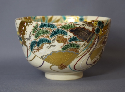 真葛焼 宮川香斎 檜扇絵茶碗 而妙斎宗員書き | 茶道具 小西康のぶろぐ