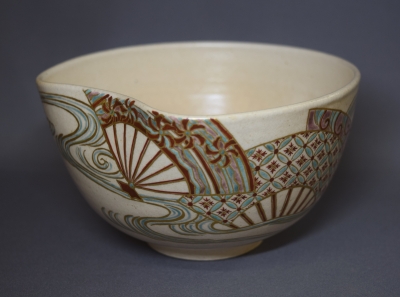 五代清水六兵衛 仁清写 扇流し茶碗 | 茶道具 小西康のぶろぐ