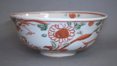 東*山様 須田菁華 色絵 百合 ゆり 湯呑 共箱 赤絵金襴手 絵替り 碗形向