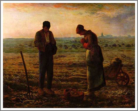 フランソワ ミレー「バルビゾンの村」復刻版画 額約61×51版画29×22￼cm