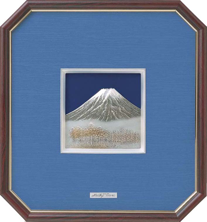 東京銀器 額 | 純銀 富士 | 木製八角フレーム 5・6・7号 | 関