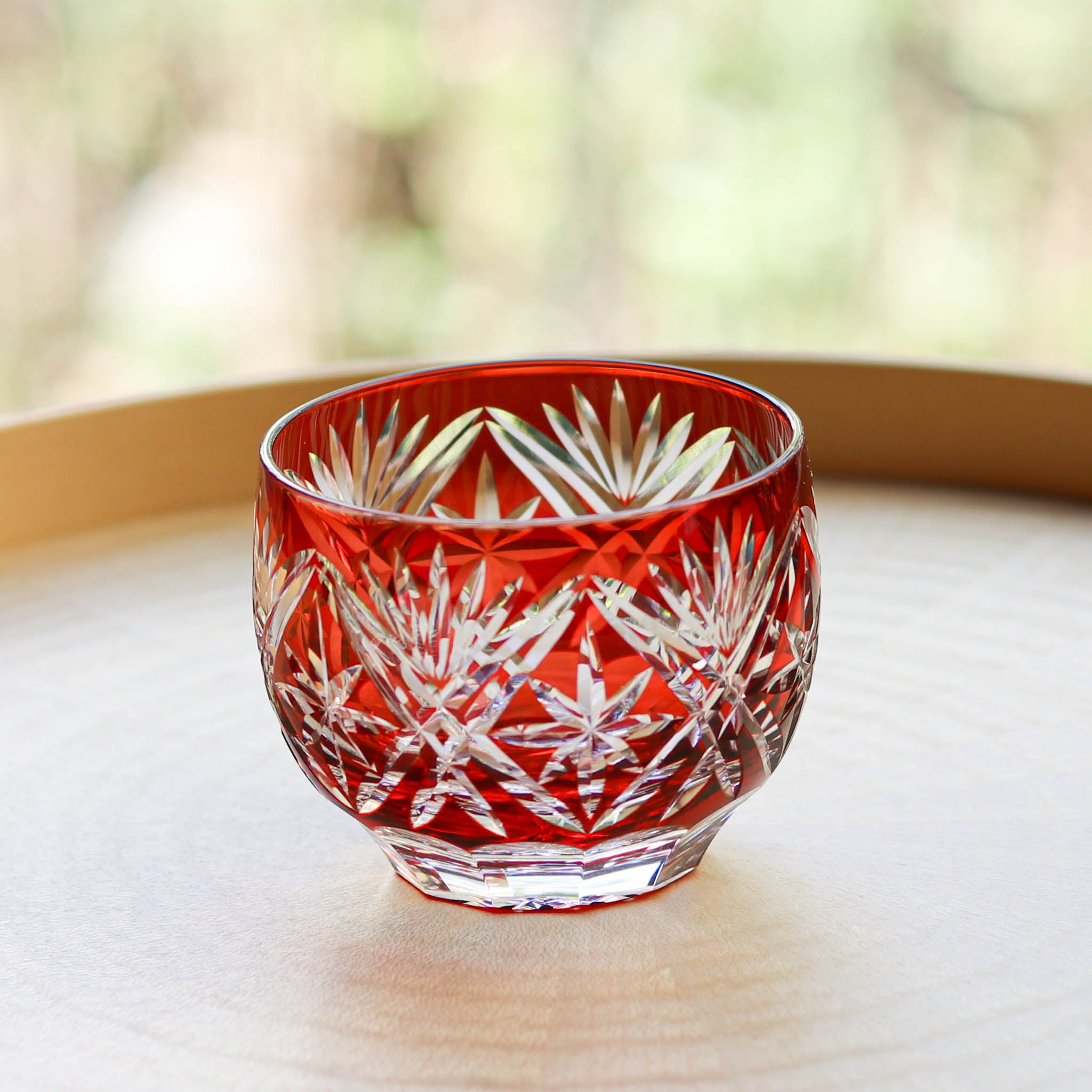 江戸切子 ぐい呑 | 剣菱星文様 | アカ | ミツワ硝子