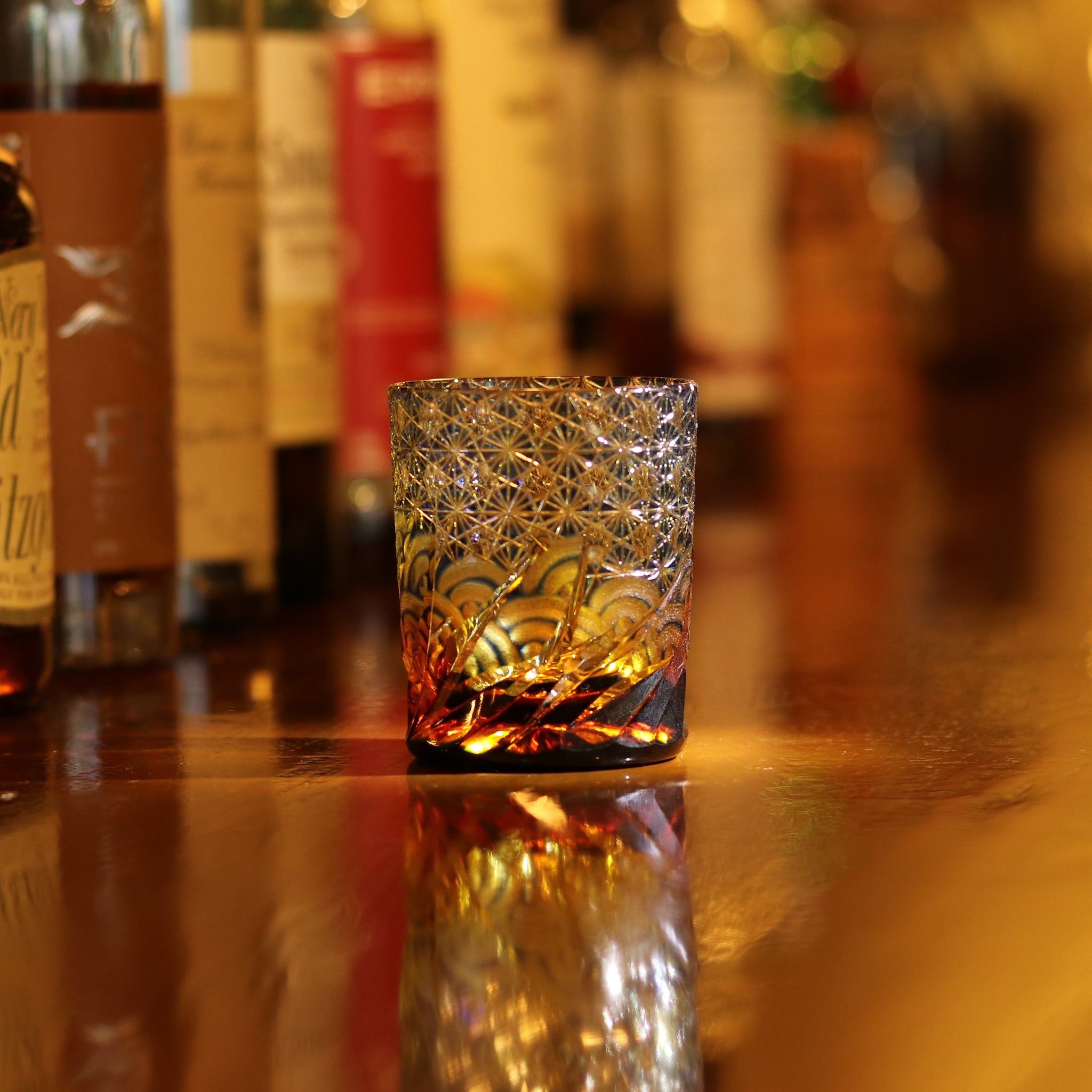 江戸切子 オールドグラス | 漣 ミニ | 琥珀 瑠璃 | 山田硝子