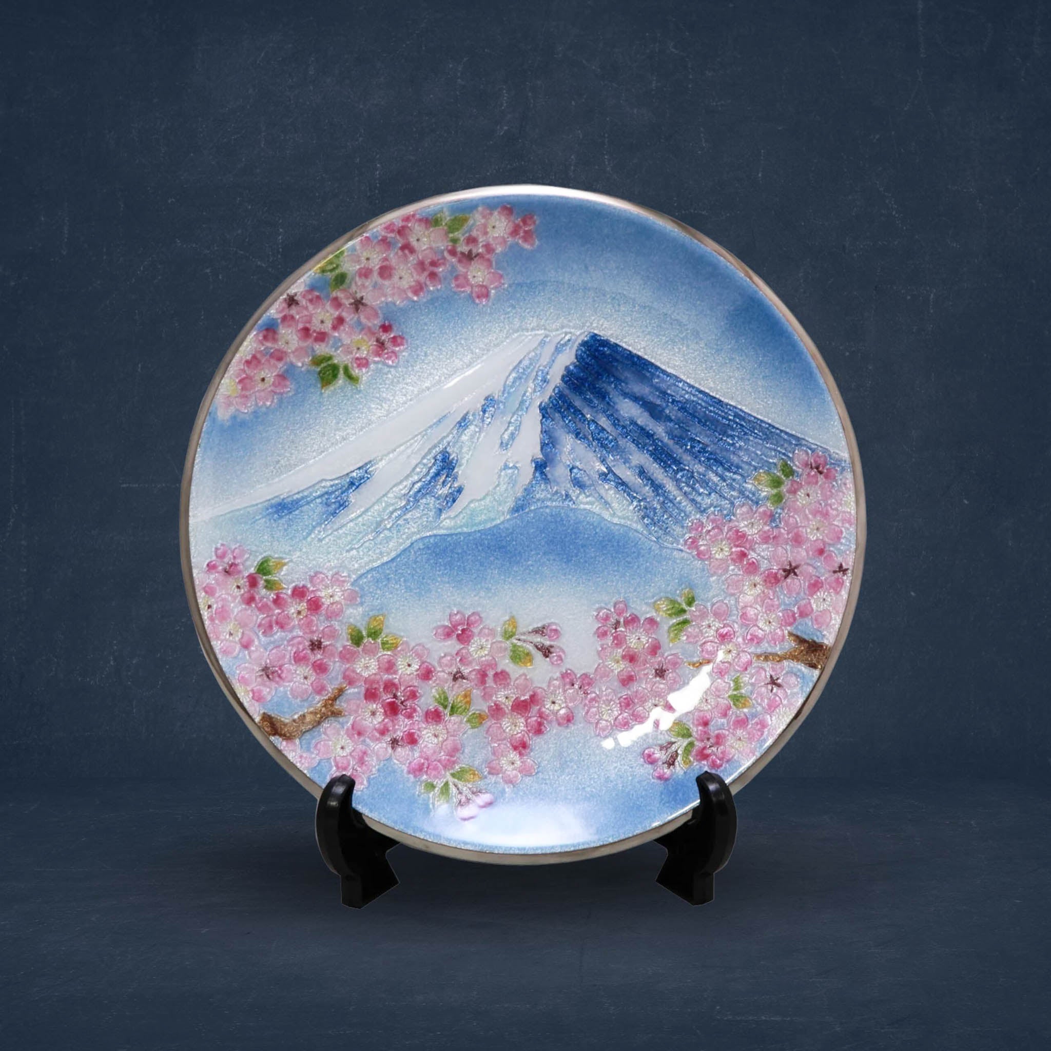 七宝焼の飾り皿 七宝焼き | 飾皿 | 丸富士桜 24φ
