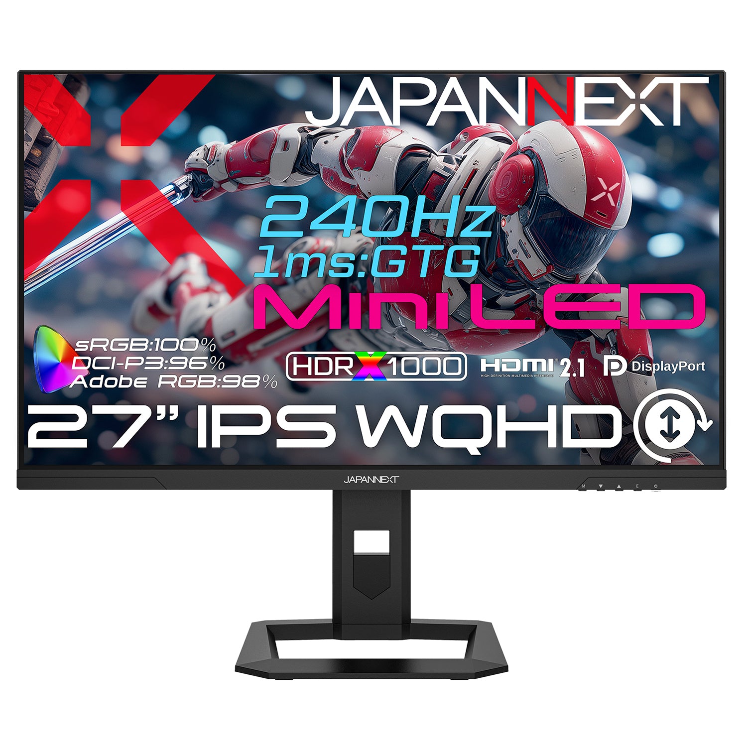 JAPANNEXT 27インチ IPSパネル搭載 Mini LEDバックライト採用 WQHD
