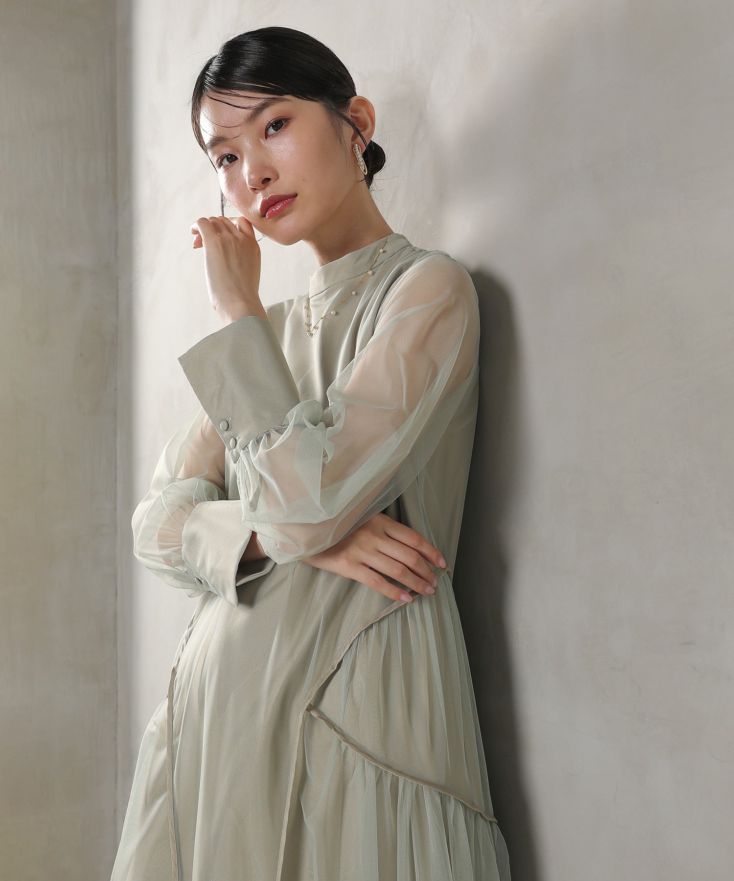 チュール テントライン ワンピース パーティー ドレス 結婚式