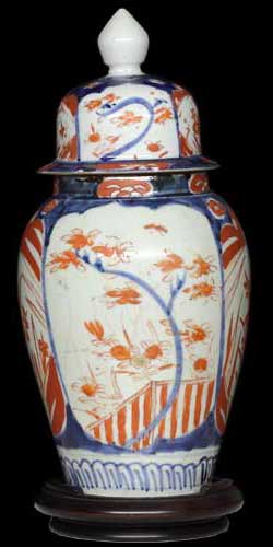 古伊万里 藍九谷染付沈香壷 江戸時代中期〜後期 口縁部朱漆修復 有田焼