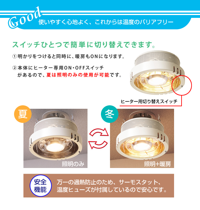 本州送料無料 未使用品 PAAG パアグ P03P09G ヒーター 一体型天井照明