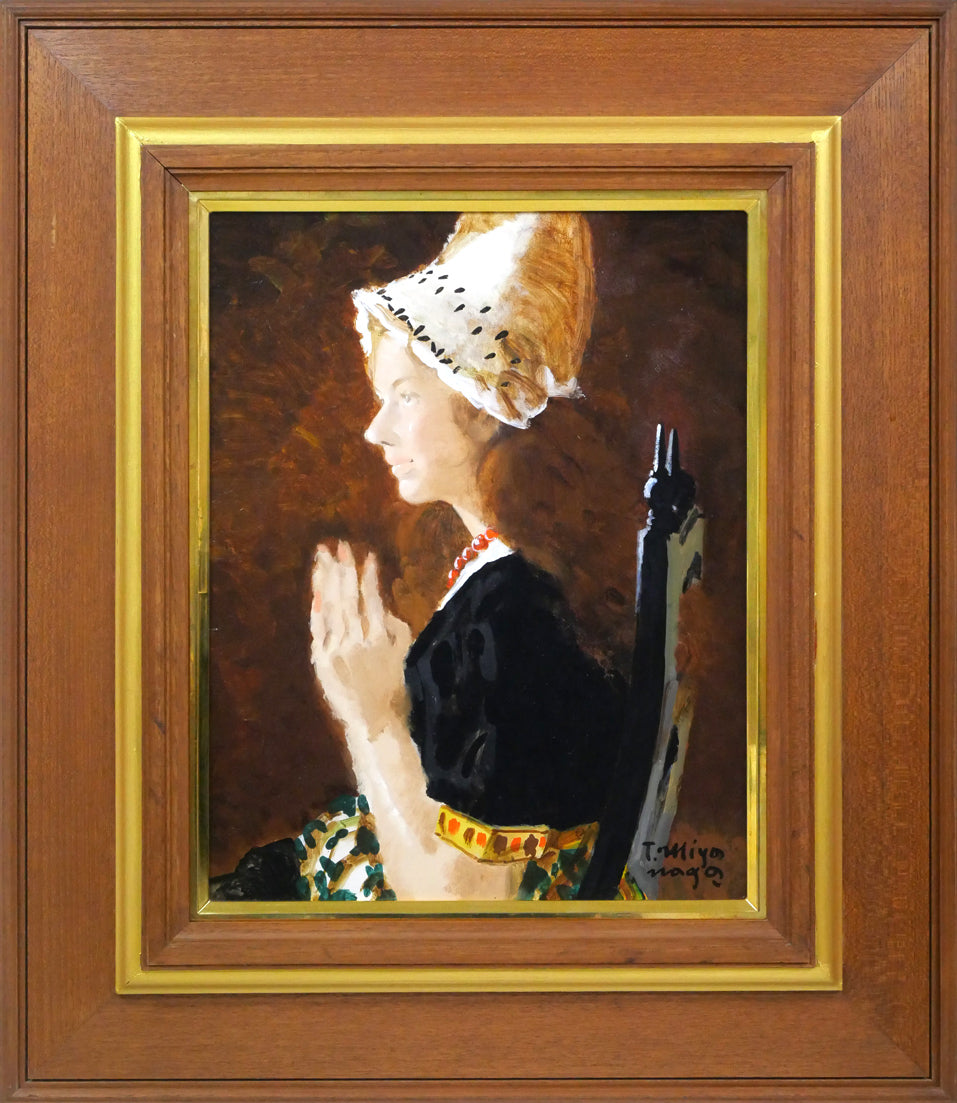 絵画 女性 海 貴婦人 海辺 油絵 vered