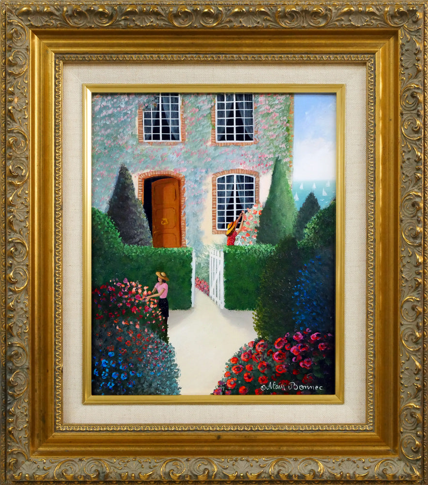 アラン ボネック（Alain BONNEC）「コートダジュールの休日」油絵・仏