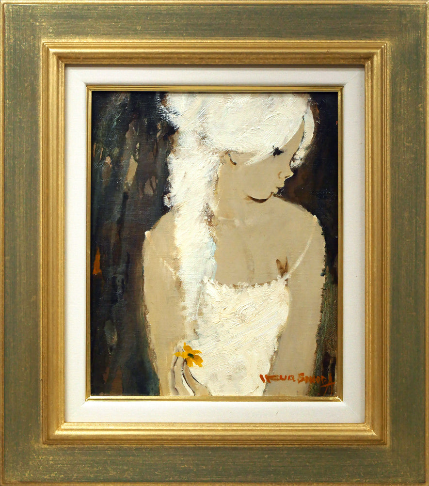 絵画 インテリア 額付(黒) 油絵 F4-080414 人物 女性像 絵画