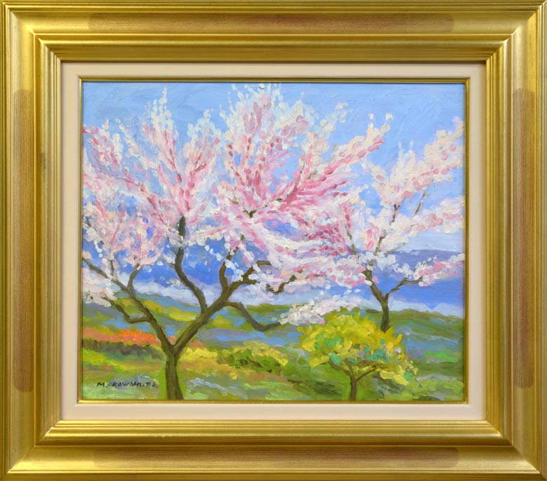 絵画 油絵 油彩画 「三輪のバラ」ピエール ロンサール F4 額付き 菊地正則