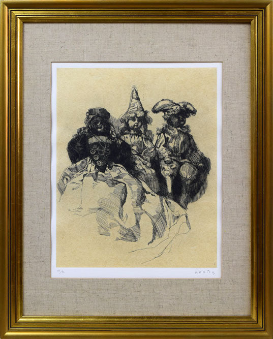 小磯良平「三体の人形」銅版画 絵画買取・販売の小竹美術