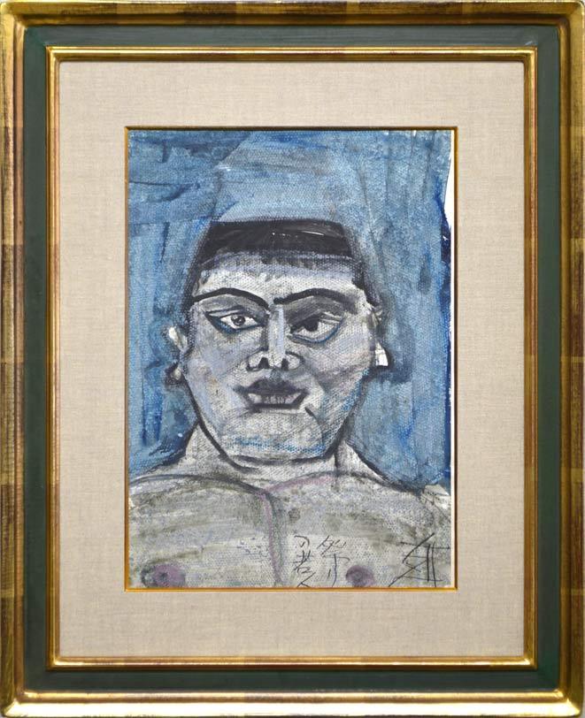 須田剋太「祭りの若人」グワッシュ（水彩画）・6号小 絵画買取・販売の