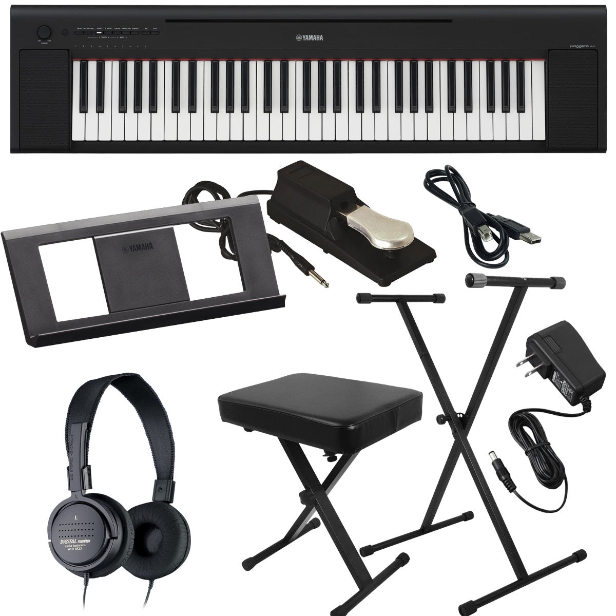Yamaha Piaggero NP-15 61-Key Portable Keyboard - Black KEY