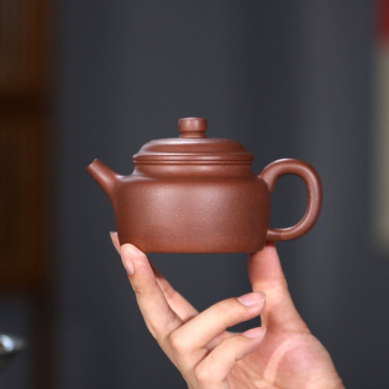 中国古美術・宜興原鉱紫泥底槽清泥石瓢急須・紫砂壺・底款：冰心道人紋