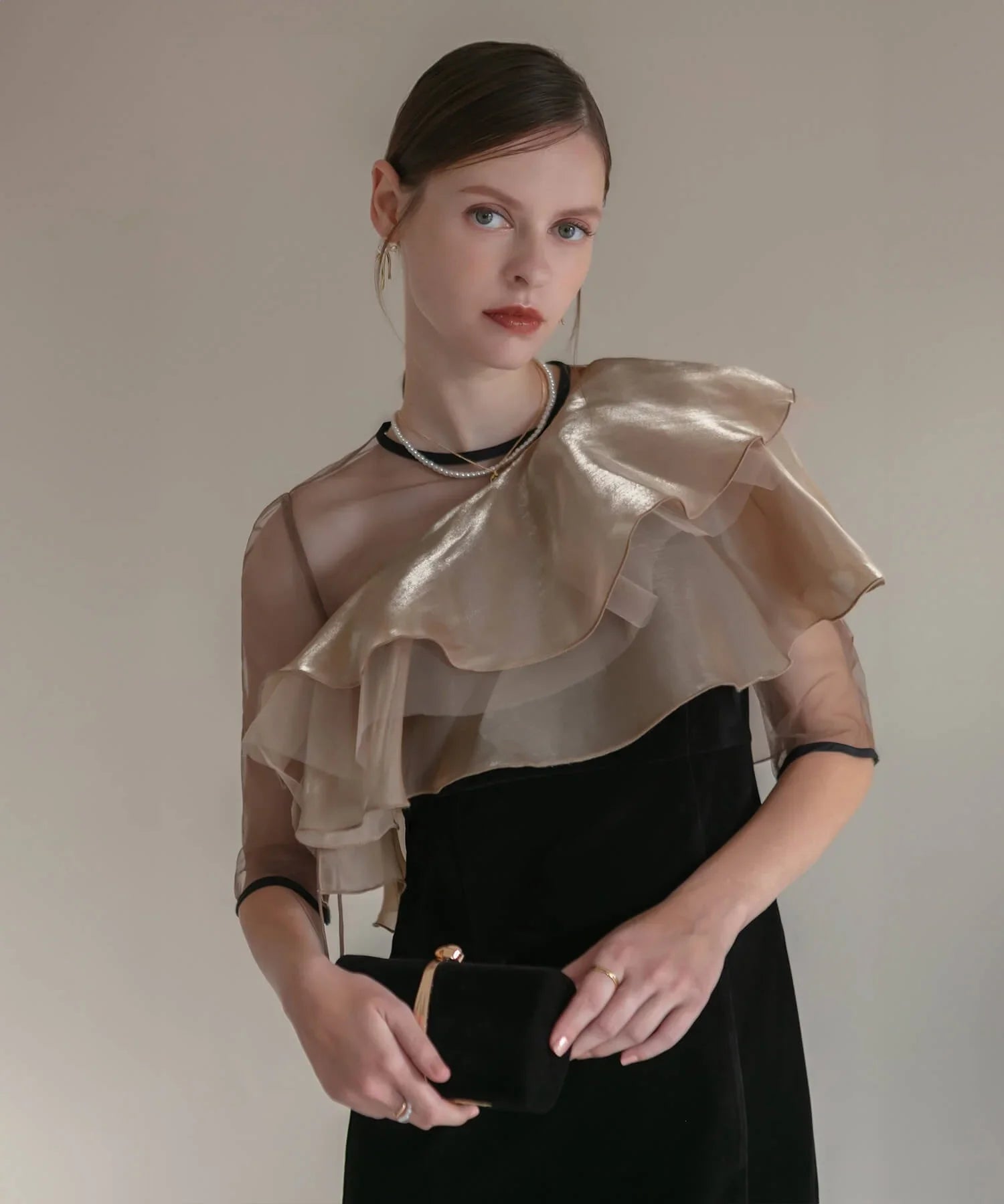 当日発送】アシンメトリーティアードフリル3WAYベロアワンピース結婚式