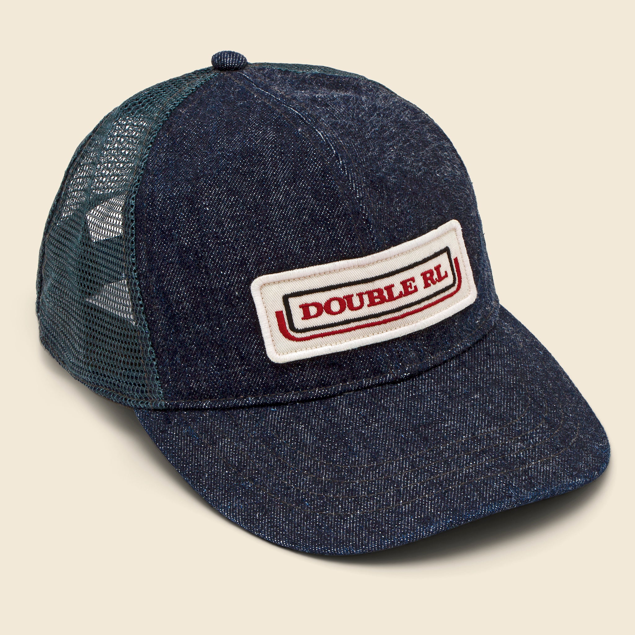 Indigo Denim Trucker Cap - Natural Seed