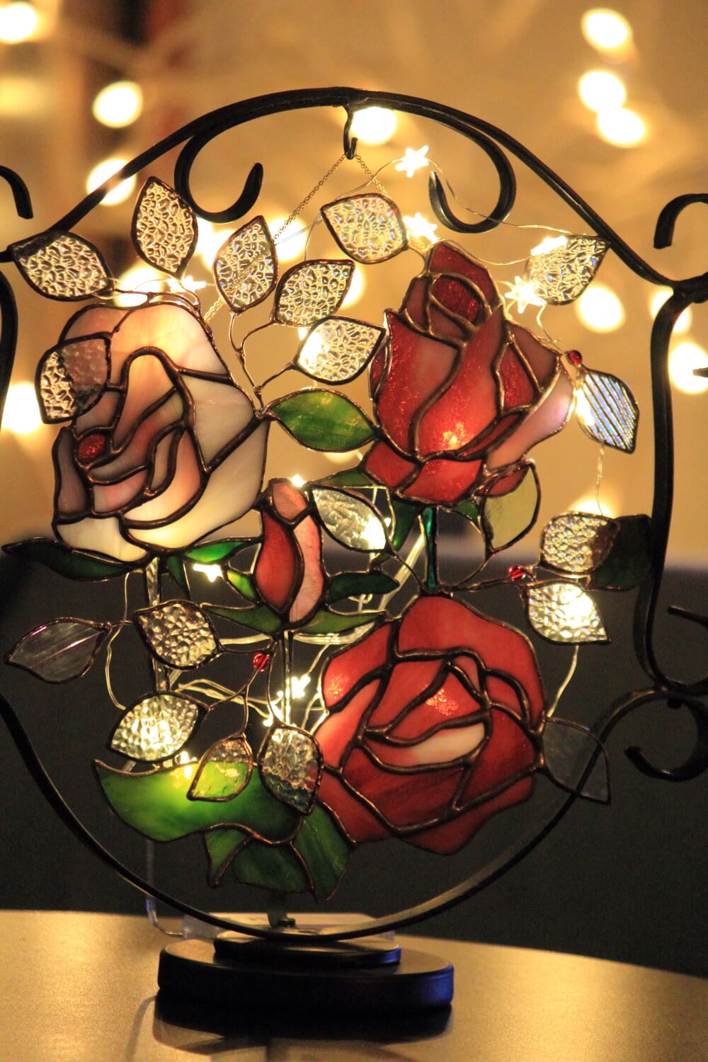 手づくりステンドグラス 薔薇ランプ 薔薇｜ステンドグラス・ランプ