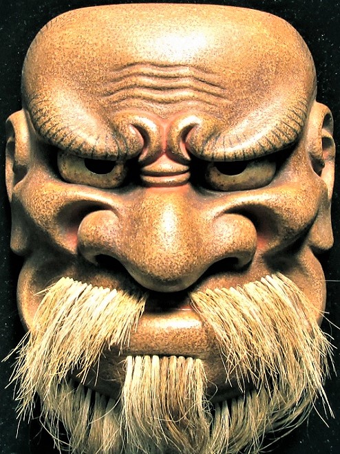 能面 木彫り べし見悪尉 能面 木彫り べし見悪尉 能面 癋見悪