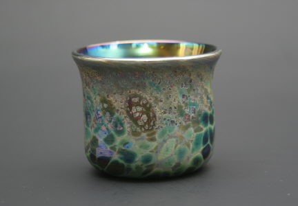 江副行昭 手造り ガラスぐい呑み 共箱 江副行昭 手造り ガラスぐい呑み