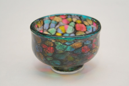 ガラス作家 石井康治 カップ＆ソーサー 金彩 工芸品 成川美術館 手吹ガラス